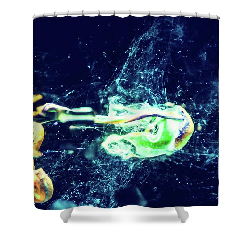 Abstract Shower Curtain featuring the photograph Impact - Pouring Photography Abstract by Modern Abstract