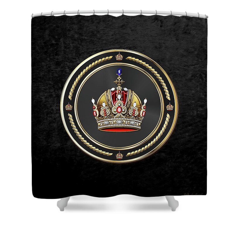'royal Collection' By Serge Averbukh Shower Curtain featuring the digital art Imperial Crown of Austria over Black Velvet by Serge Averbukh