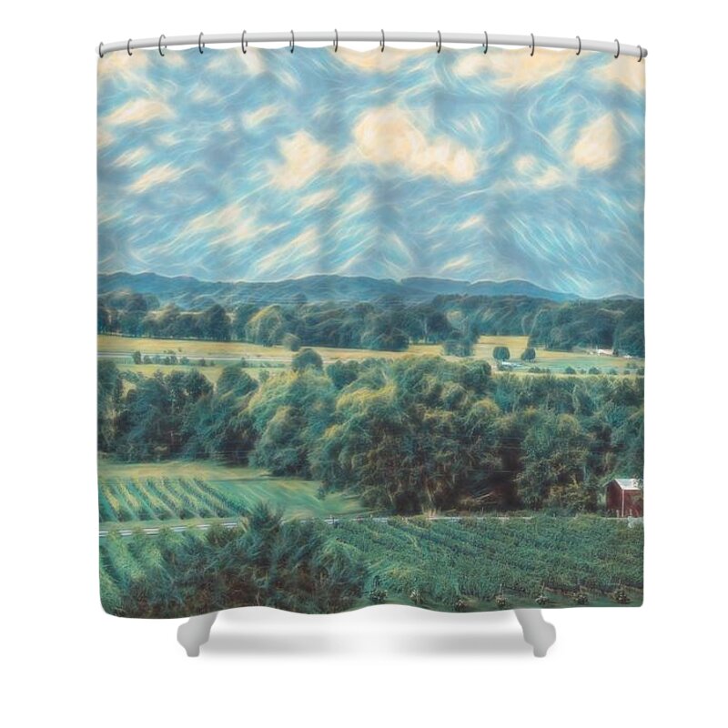 Arrington Vineyards Shower Curtain featuring the photograph Impressionist Verdant Vineyard- Arrington Vinyard by Luther Fine Art