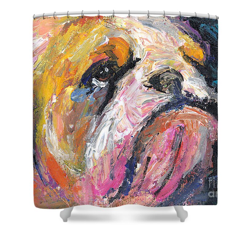 Bulldog Painting Shower Curtain featuring the painting Impressionistic Bulldog painting by Svetlana Novikova