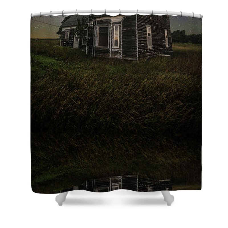 Dark Places Shower Curtain featuring the photograph iN A MiRRoR dARKLY by Aaron J Groen