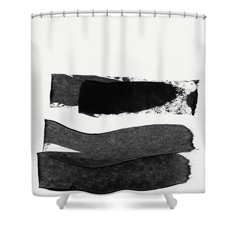 Modern Shower Curtain featuring the painting In Between Stage- Abstract Art by Linda Woods by Linda Woods
