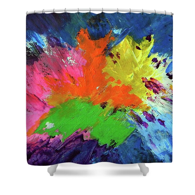 Abstract Art Shower Curtain featuring the painting In Bloom by Everette McMahan jr