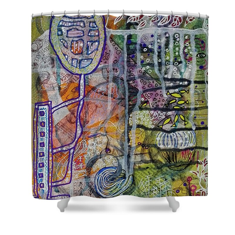 In-depth Shower Curtain featuring the mixed media In Depth by Mimulux Patricia No