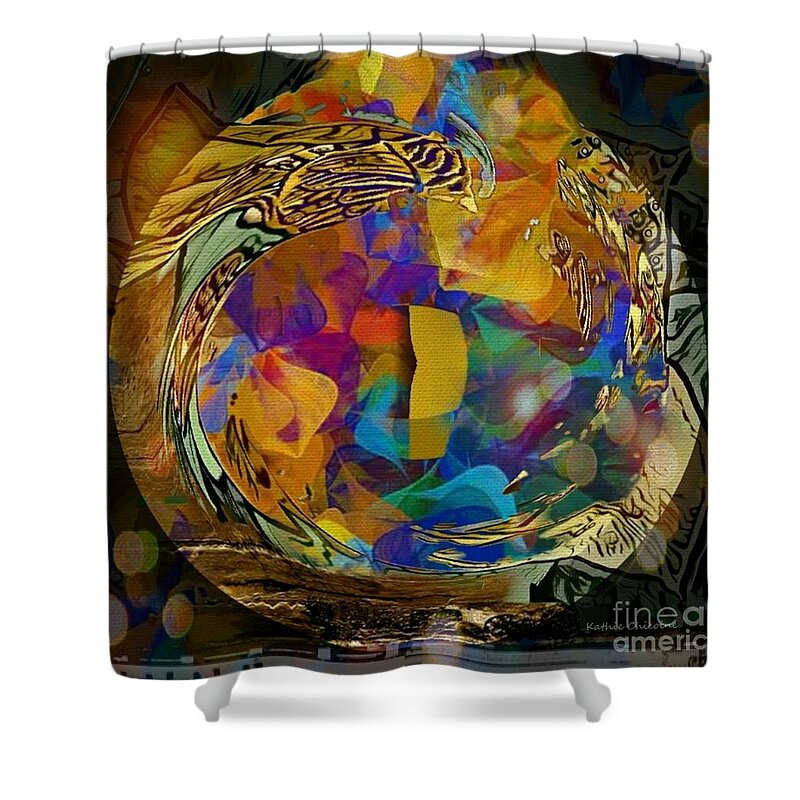 Abstract Shower Curtain featuring the digital art Night Flight #2 by Kathie Chicoine