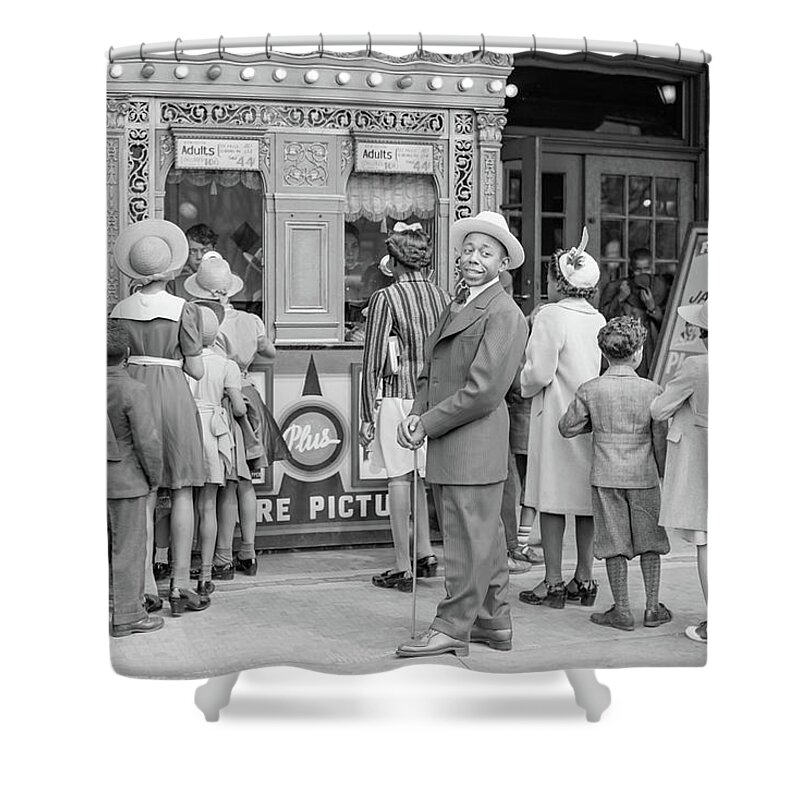 Movies Shower Curtain featuring the photograph In front of a movie theater, Chicago, Illinois by Anthony Murphy
