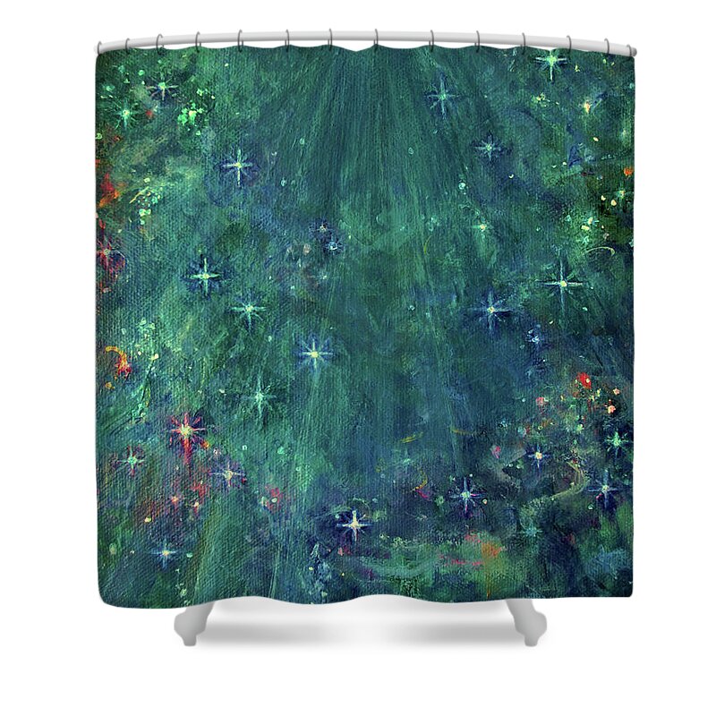 Celestial Shower Curtain featuring the painting In Glory by Mary Wolf