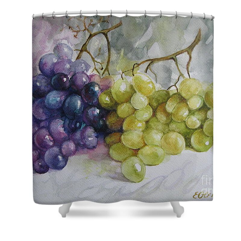 Grapes Shower Curtain featuring the painting In harmony by Elena Oleniuc