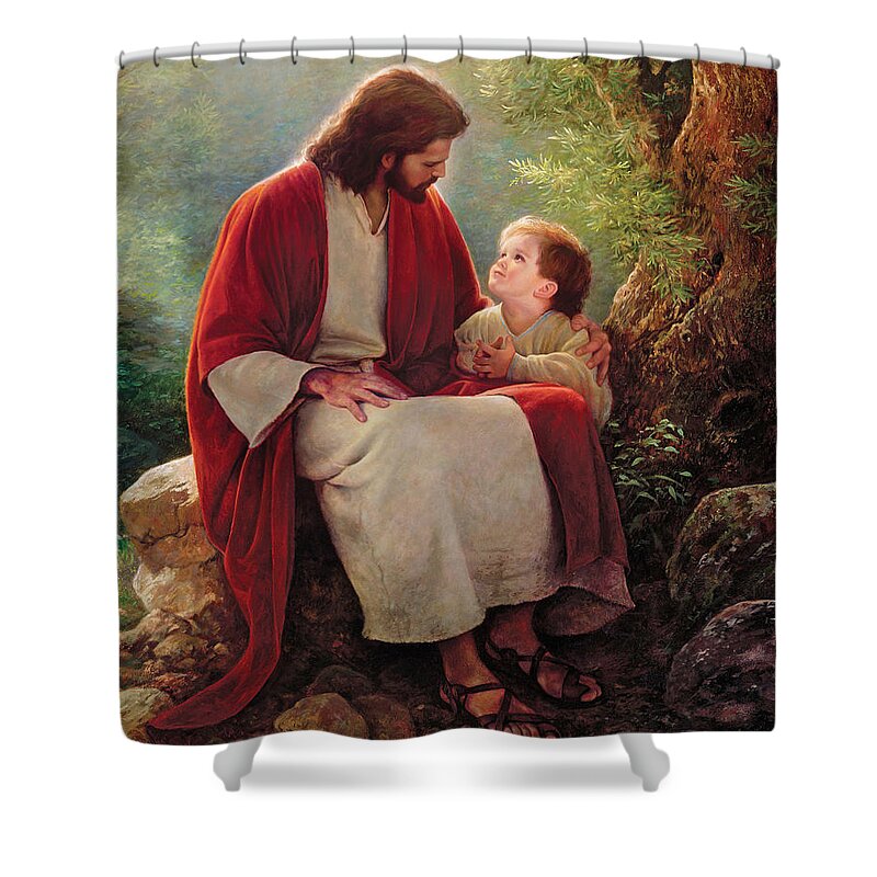 Jesus Shower Curtain featuring the painting In His Light by Greg Olsen