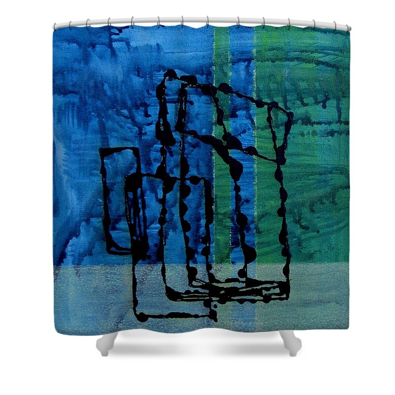 Abstract Shower Curtain featuring the painting In Sync by Louise Adams