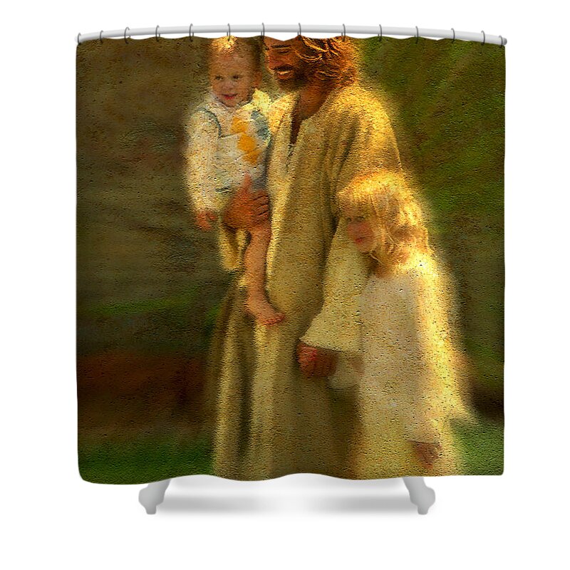 Jesus Shower Curtain featuring the painting In the Arms of His Love by Greg Olsen