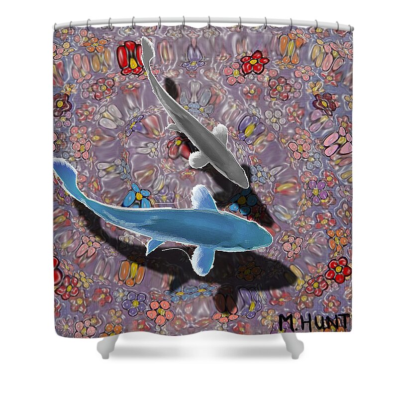 Water Shower Curtain featuring the painting In The Bay by Mindy Huntress