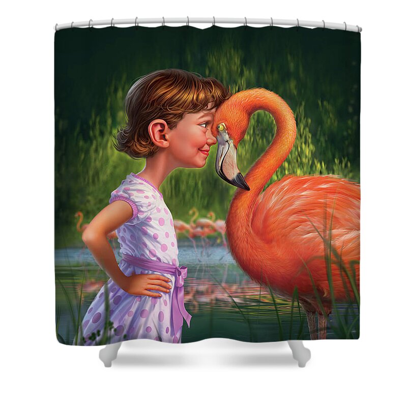 Flamingo Shower Curtain featuring the digital art In The Eye Of The Beholder by Mark Fredrickson
