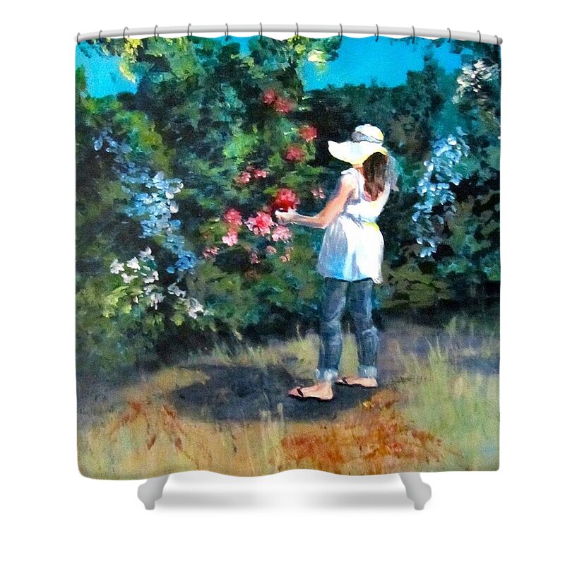 Garden Shower Curtain featuring the painting In the Garden by Barbara O'Toole