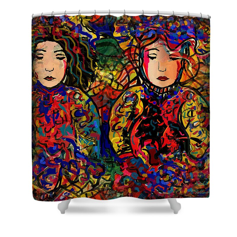 Women Shower Curtain featuring the painting In The Garden by Natalie Holland