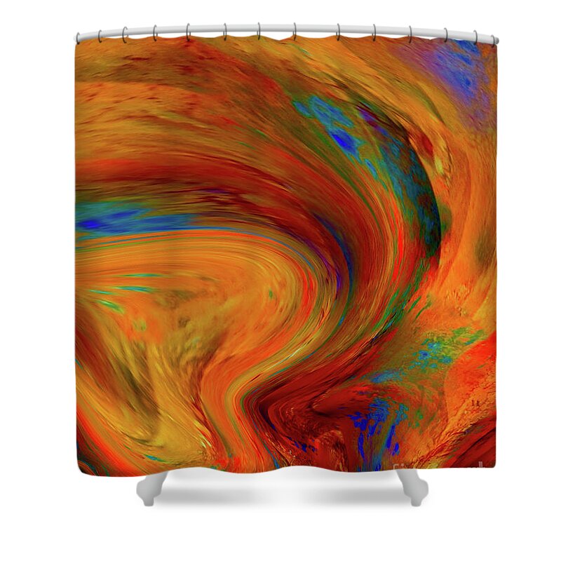 Painting-abstract Acrylic Shower Curtain featuring the mixed media The Land Of Gorgeous Sands by Catalina Walker
