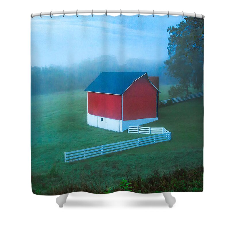Green Shower Curtain featuring the photograph In the Midst of the Mist by Todd Klassy