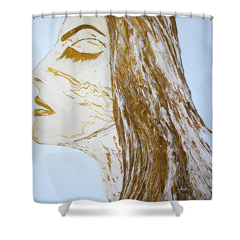 Face Shower Curtain featuring the painting In the Moment by Sonali Kukreja