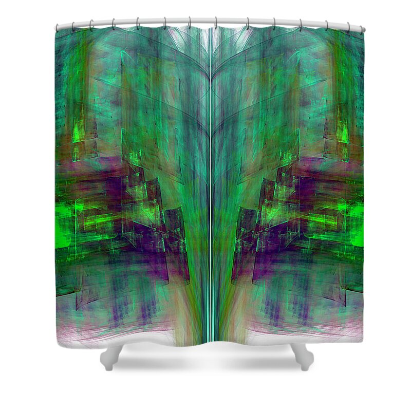 Abstract Shower Curtain featuring the digital art In The Park by Ilia -