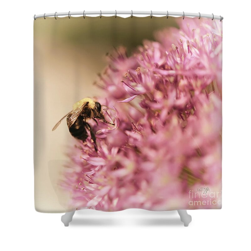 Bee Shower Curtain featuring the photograph In The Pink by Lois Bryan