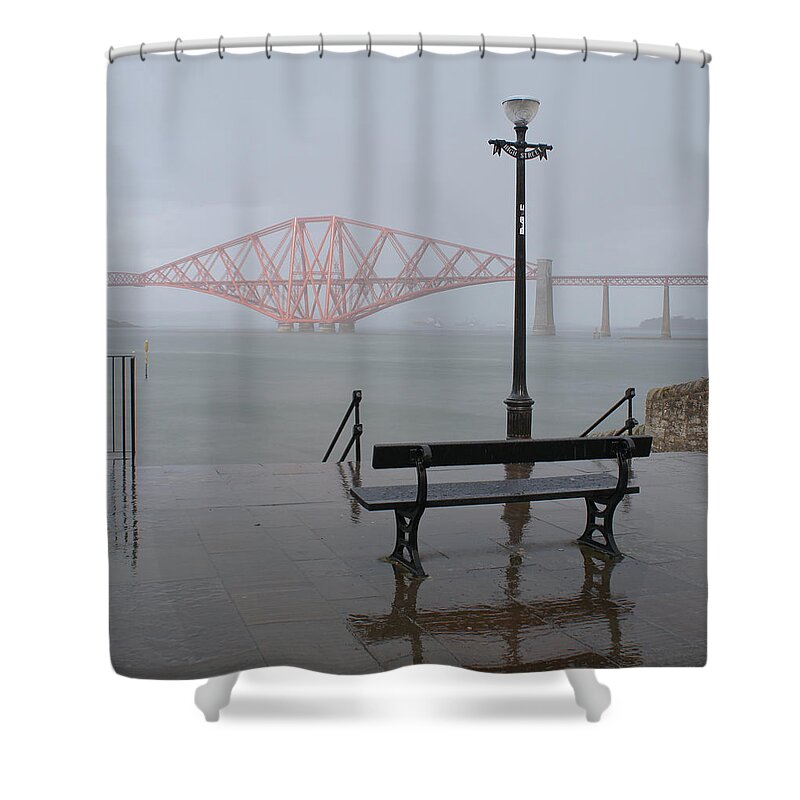Forth Rail Bridge Shower Curtain featuring the photograph In the rain by Elena Perelman