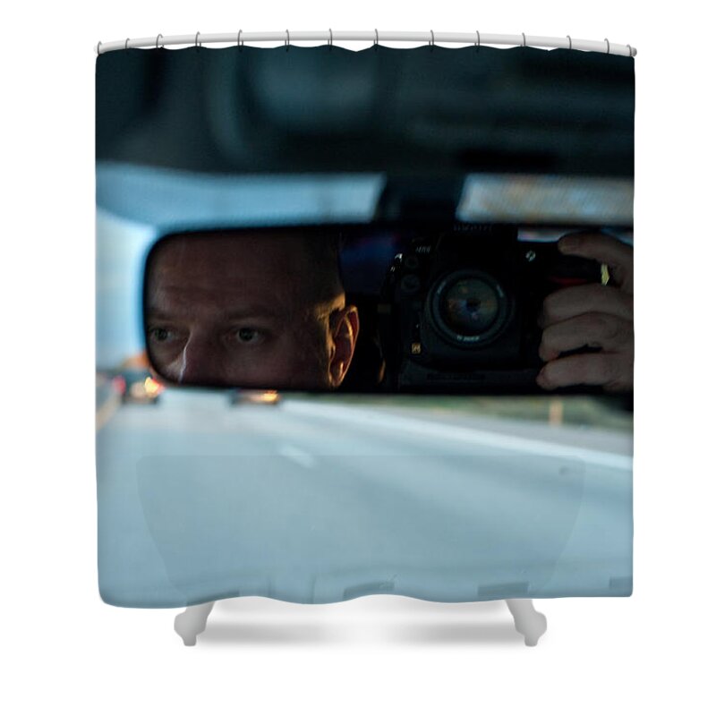 Driving Shower Curtain featuring the photograph In The Road by Steven Dunn