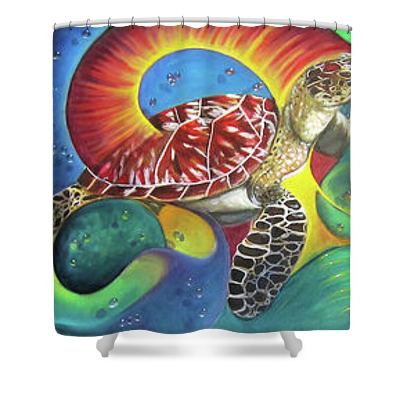 Curvismo Shower Curtain featuring the painting In The Sea by Sherry Strong
