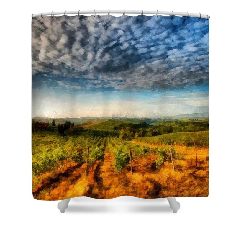 Wine Shower Curtain featuring the photograph In the Vineyard Winery Landscape by Edward Fielding