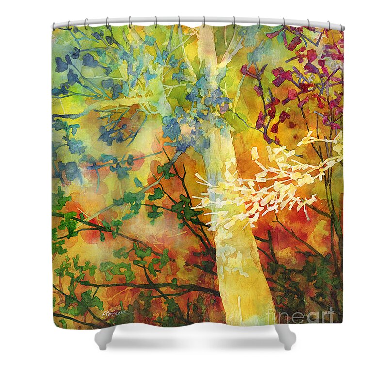 Wood Shower Curtain featuring the painting In the Woods by Hailey E Herrera