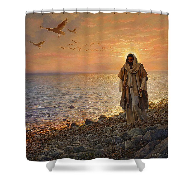 Jesus Shower Curtain featuring the painting In the World Not of the World by Greg Olsen