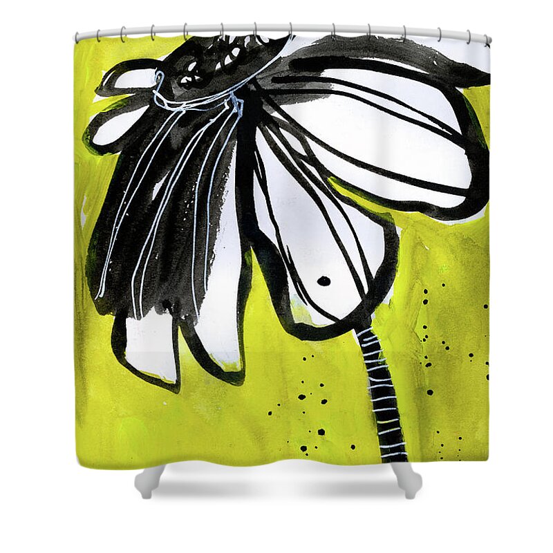 Contemporary Shower Curtain featuring the painting In Your Face by Tonya Doughty