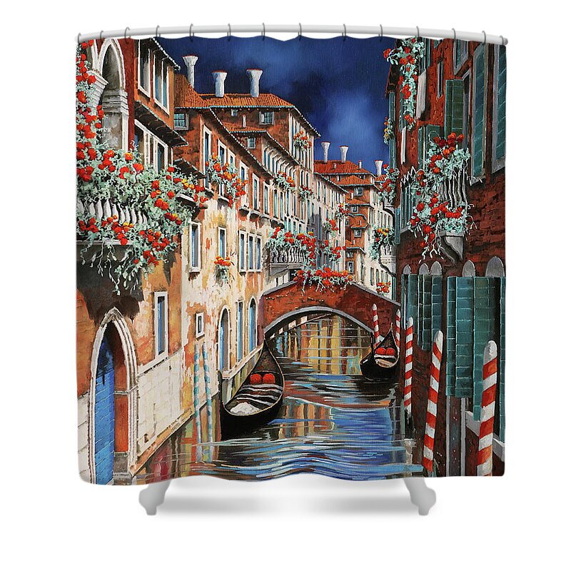 Venezia Shower Curtain featuring the painting inchiostro a Venezia by Guido Borelli