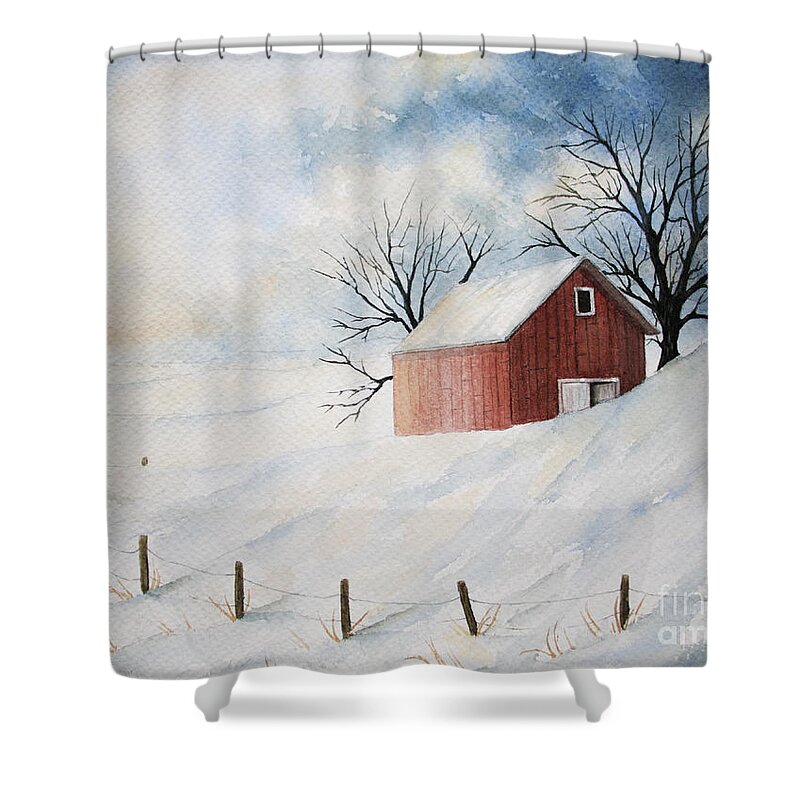 Incoming Blizzard Shower Curtain featuring the painting Incoming Blizzard by Rebecca Davis