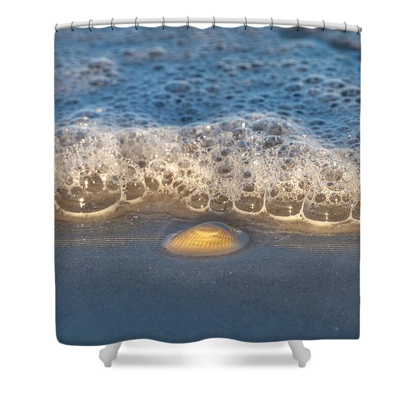 Beachscape Shower Curtain featuring the photograph Incoming Bubbles by W Chris Fooshee