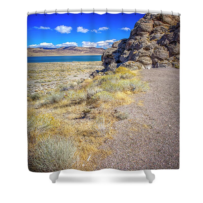 Hot Shower Curtain featuring the photograph Indian Head Beach Pyramid Lake Nevada by LeeAnn McLaneGoetz McLaneGoetzStudioLLCcom