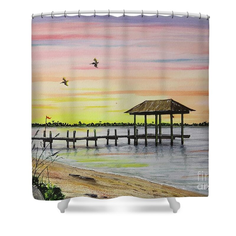 Lagoon Shower Curtain featuring the painting Indian River Lagoon by Joseph Burger