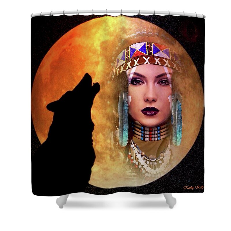 Native American Indian Shower Curtain featuring the digital art Indian Summer by Kathy Kelly
