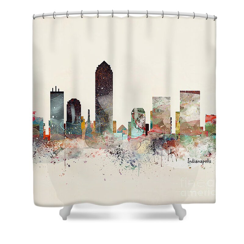 Indianapolis City Skyline Shower Curtain featuring the painting Indianapolis City Skyline by Bri Buckley