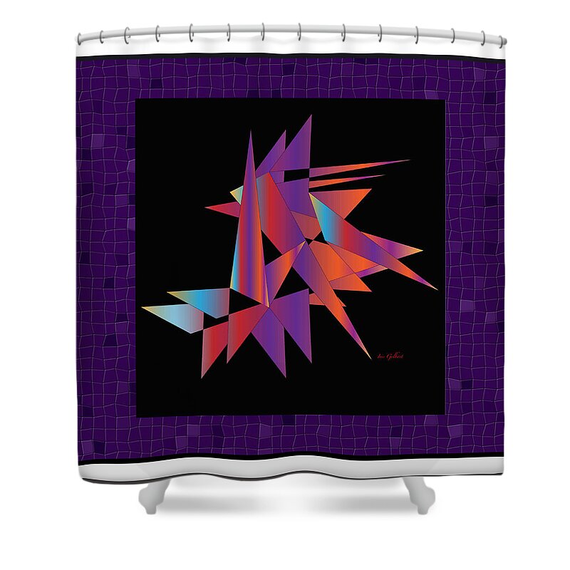 Abstract Art Shower Curtain featuring the digital art Industrial 5 by Iris Gelbart
