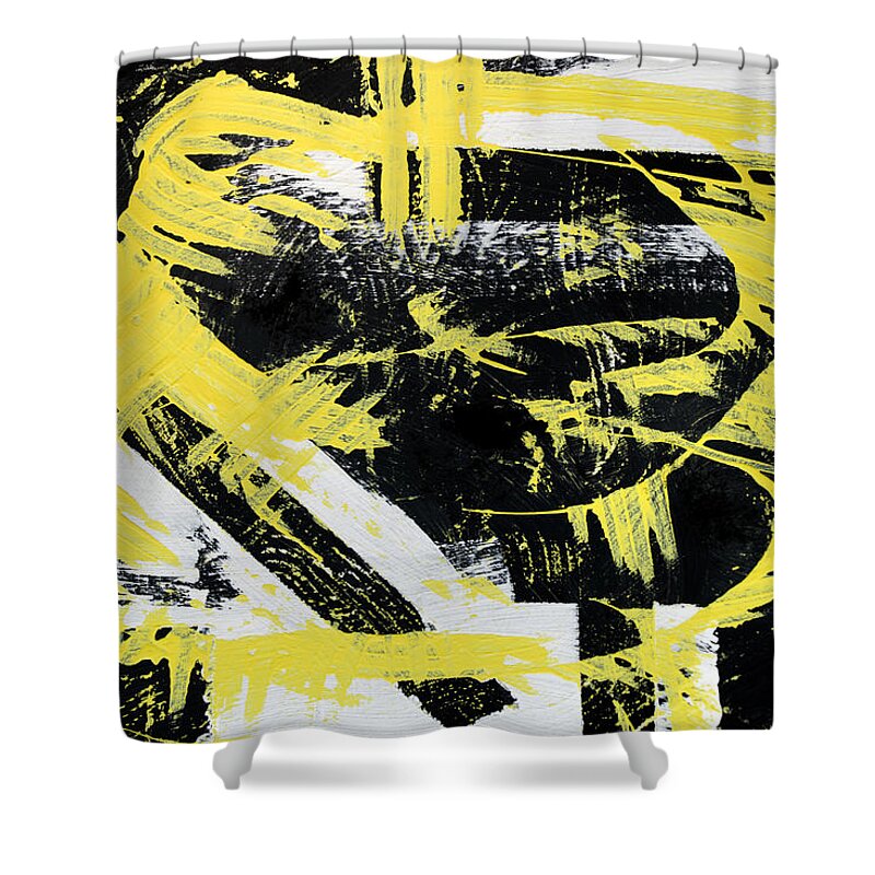 Abstract Shower Curtain featuring the digital art Industrial Abstract Painting I by Christina Rollo