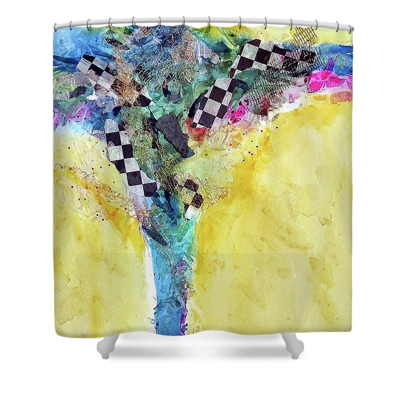 Abstract Shower Curtain featuring the painting Indy Girl by Kim Shuckhart Gunns