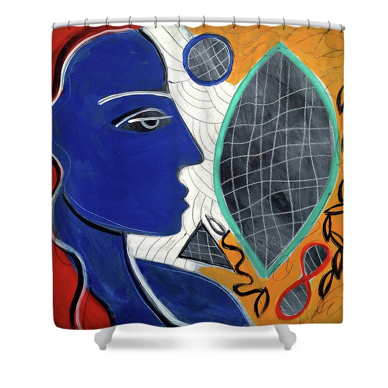 Female. Shower Curtain featuring the painting Infinity Blue Woman by Robert R Splashy Art Abstract Paintings