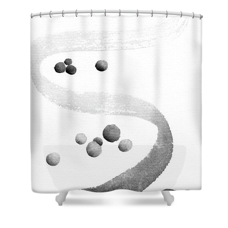 Abstract Shower Curtain featuring the painting Ink River by Oiyee At Oystudio
