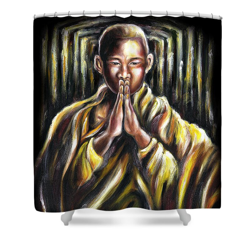 Prayer Shower Curtain featuring the painting Inori Prayer by Hiroko Sakai