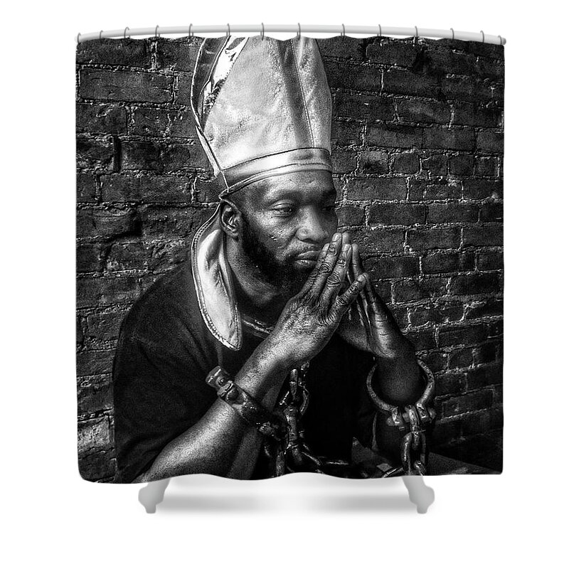 Black Shower Curtain featuring the photograph Inquisition by Al Harden