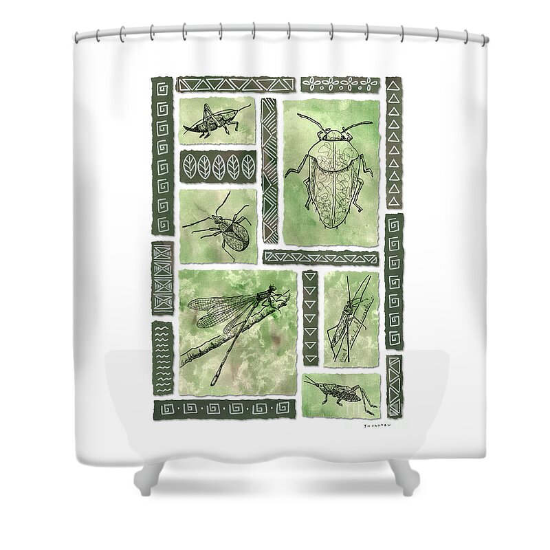 Hawaii Shower Curtain featuring the painting Insects of Hawaii I by Diane Thornton