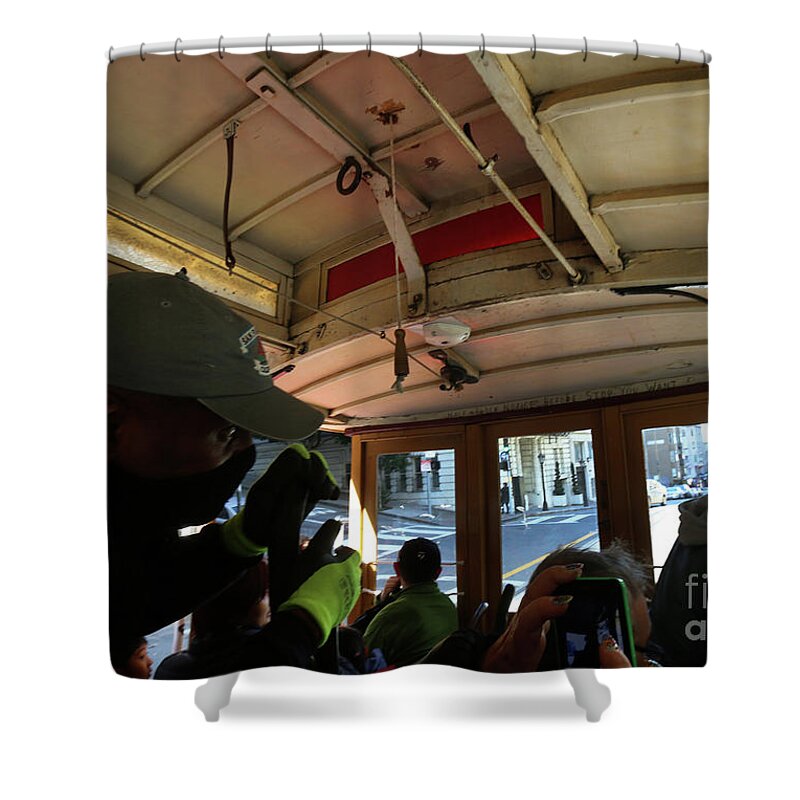 Cable Car Shower Curtain featuring the photograph Inside a Cable Car by Steven Spak