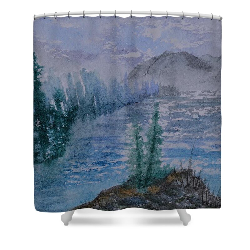 Inside Passage Shower Curtain featuring the painting Inside Passage by Warren Thompson