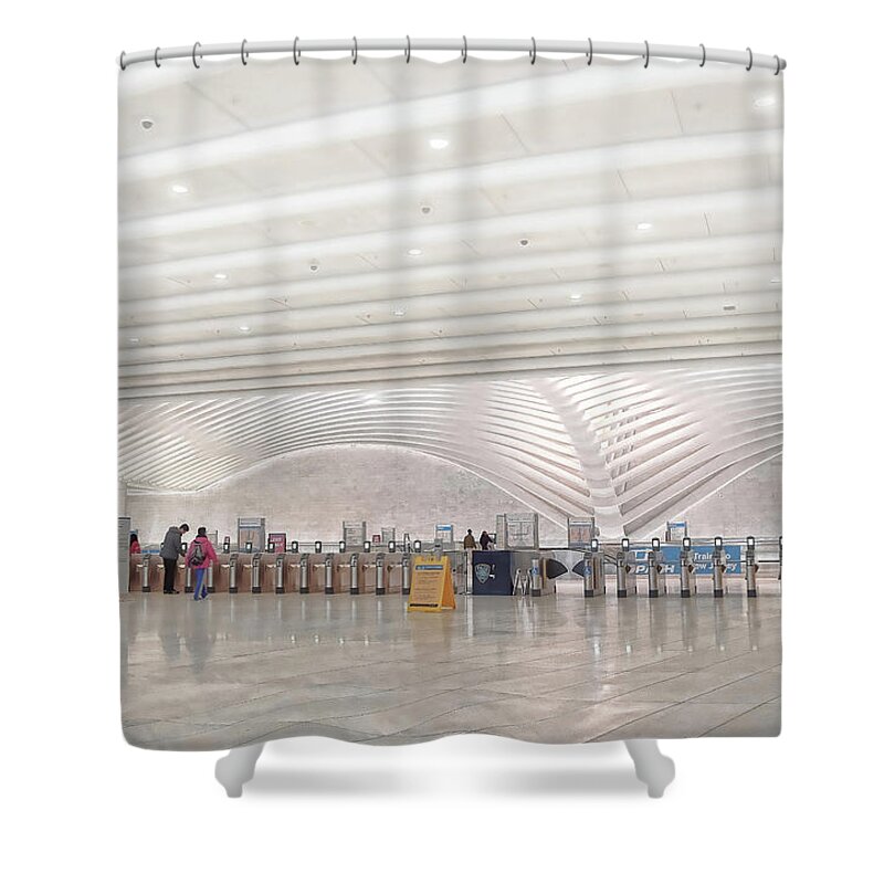 Oculus Shower Curtain featuring the photograph Inside the Oculus - New York City's Financial District by Dyle Warren