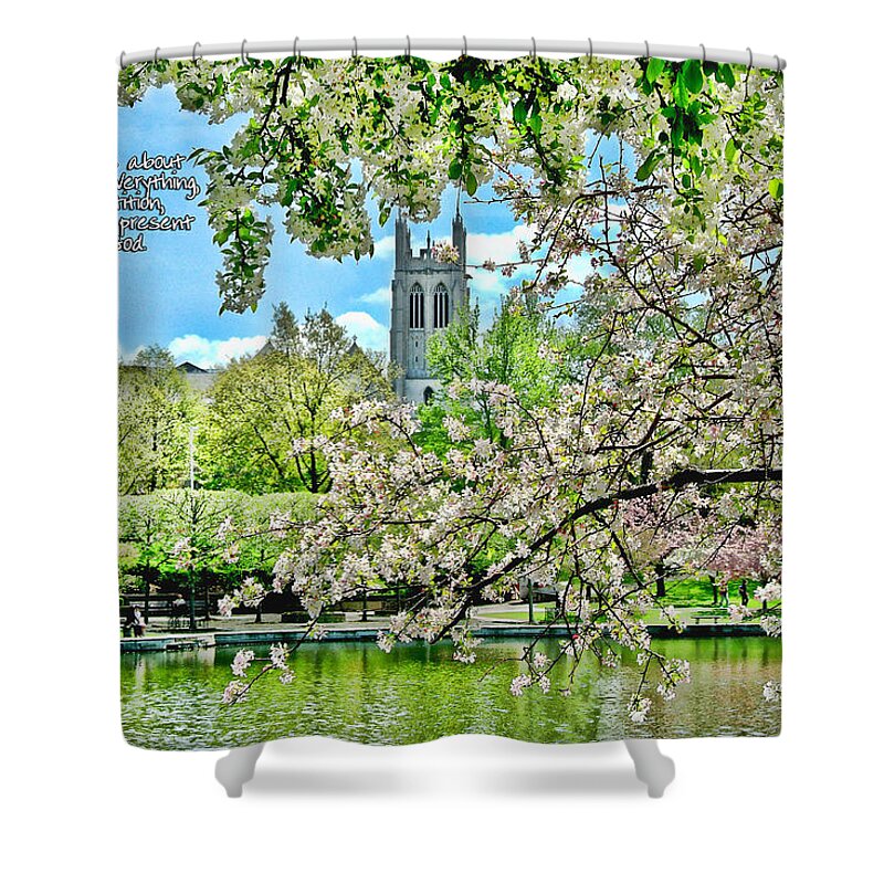 Cherry Blossoms Shower Curtain featuring the photograph Inspirational - Cherry Blossoms by Mark Madere